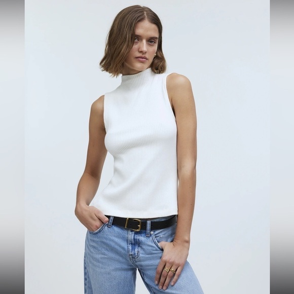 Madewell Side-Slit Mockneck Tank in Lighthouse Size: S, NWT - Picture 1 of 12